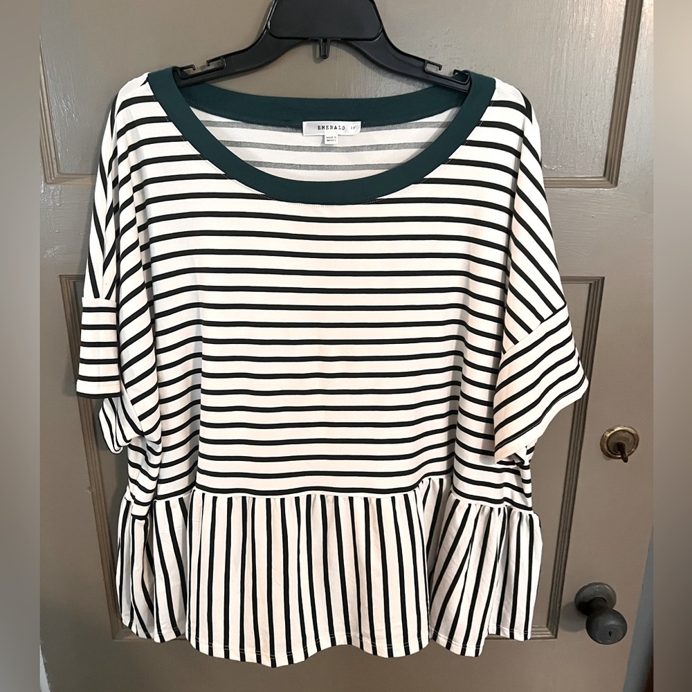 Emerald Brand stripped peplum top